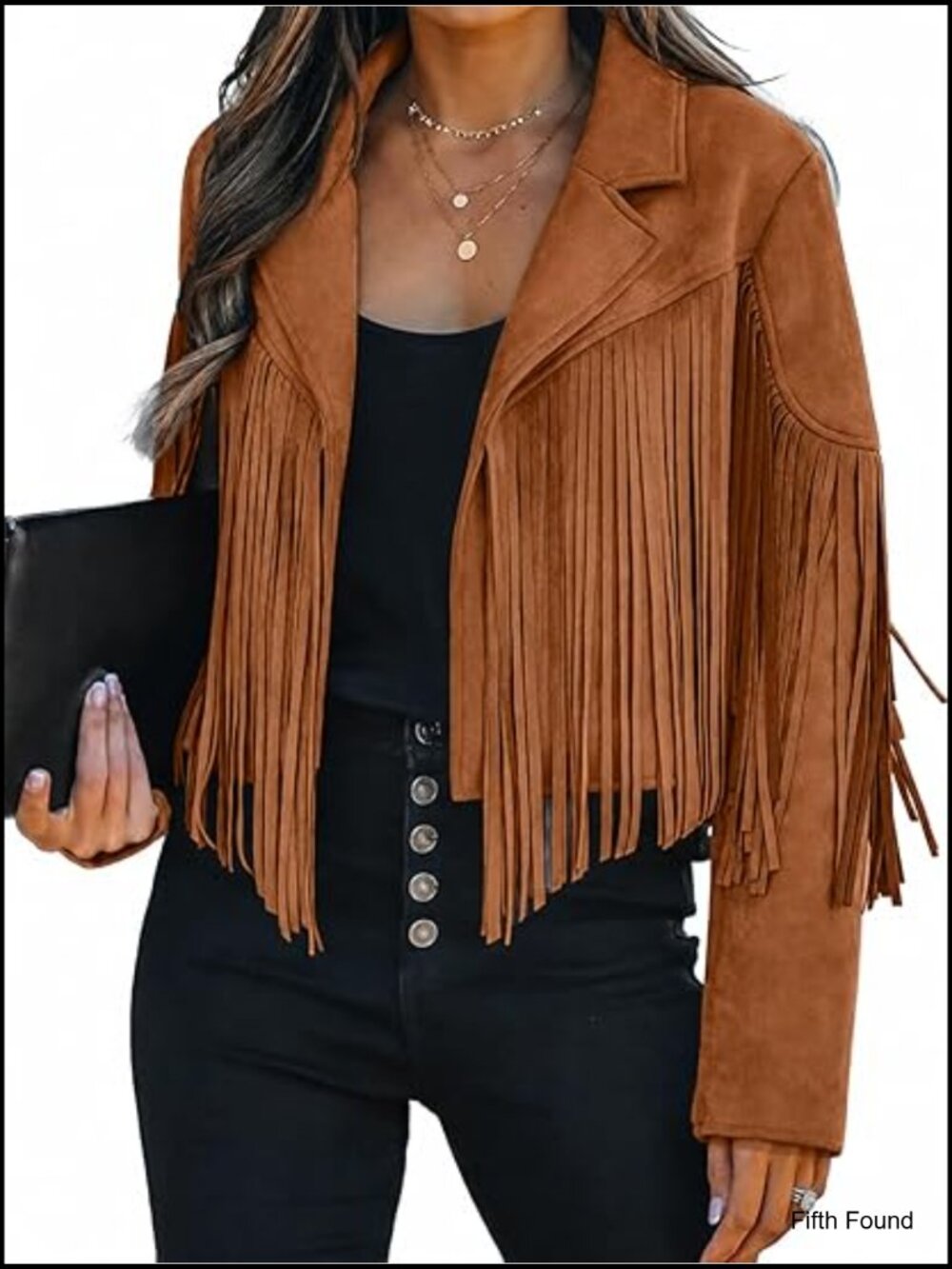 Faux Suede Leather Cropped Fringe Jacket Motorcycle Coat - Picture 1 of 7
